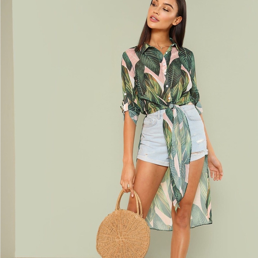 SHEIN Hawaiian Vacation Lightweight Blouse Women’s Size Large